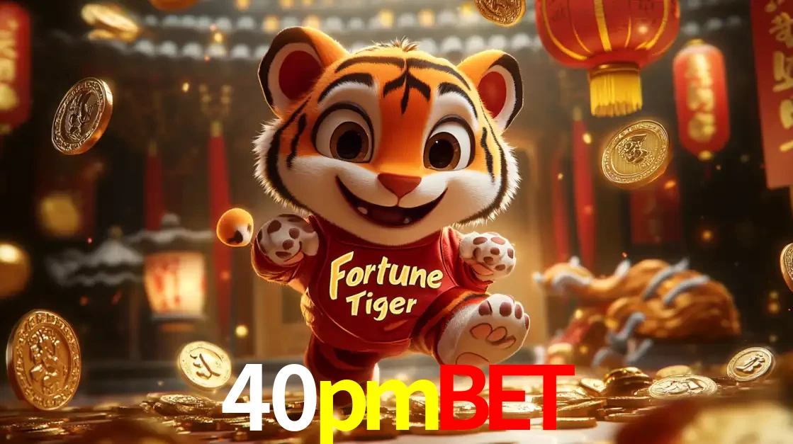 O alegre personagem do Fortune Tiger correndo sobre um caminho de moedas de ouro, simbolizando os grandes prêmios e a diversão do popular jogo de slot do 40pmbet.