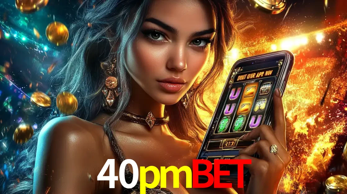 Mulher elegante mostrando um jogo de caça-níqueis em seu smartphone, destacando a experiência de cassino móvel oferecida pelo aplicativo 40pmbet.